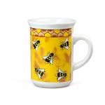 Hrneček s motivem včel, žluto-hnědý